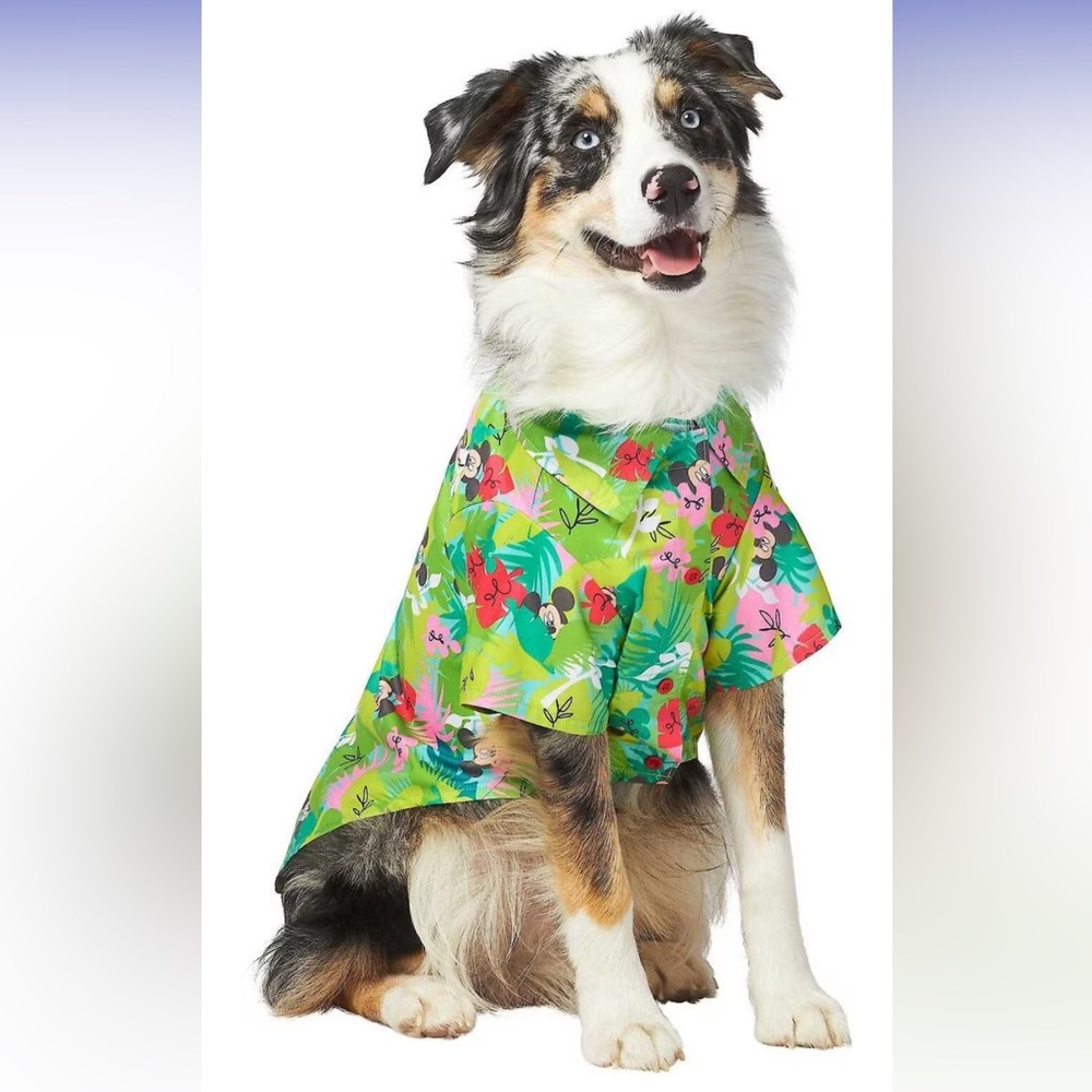 Disney Floral Dog Shirt - Green and Red NWT